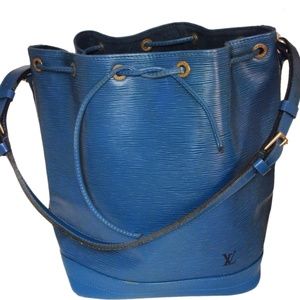 Authentic LOUIS VUITTON Noe Blue Epi Leather Large